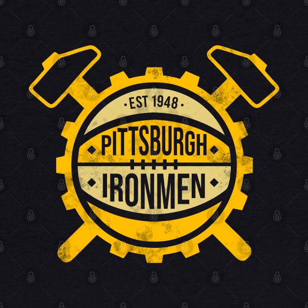 Retro Distressed Pittsburgh Ironmen Defunct Basketball Design by darklordpug